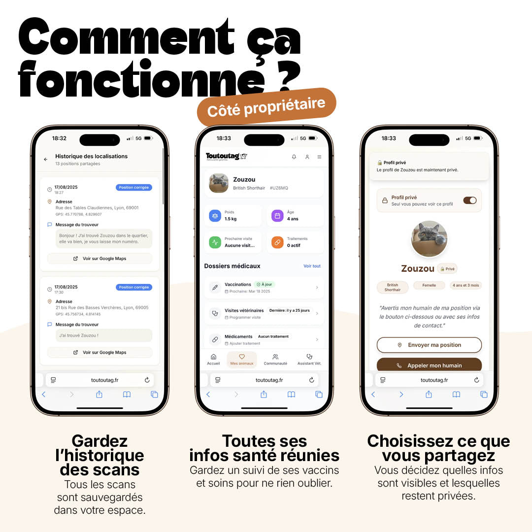 Médaille intelligente Toutoutag
